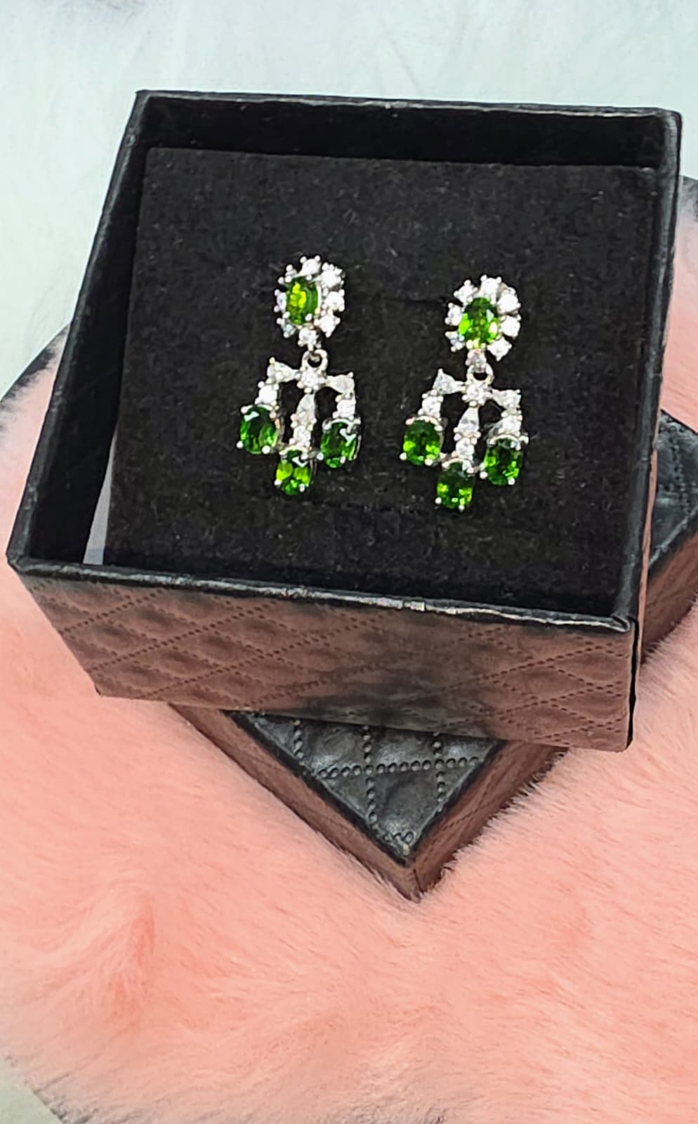 Natural Diopside Chandelier Drop Earrings – Sterling Silver | Kumara Shines