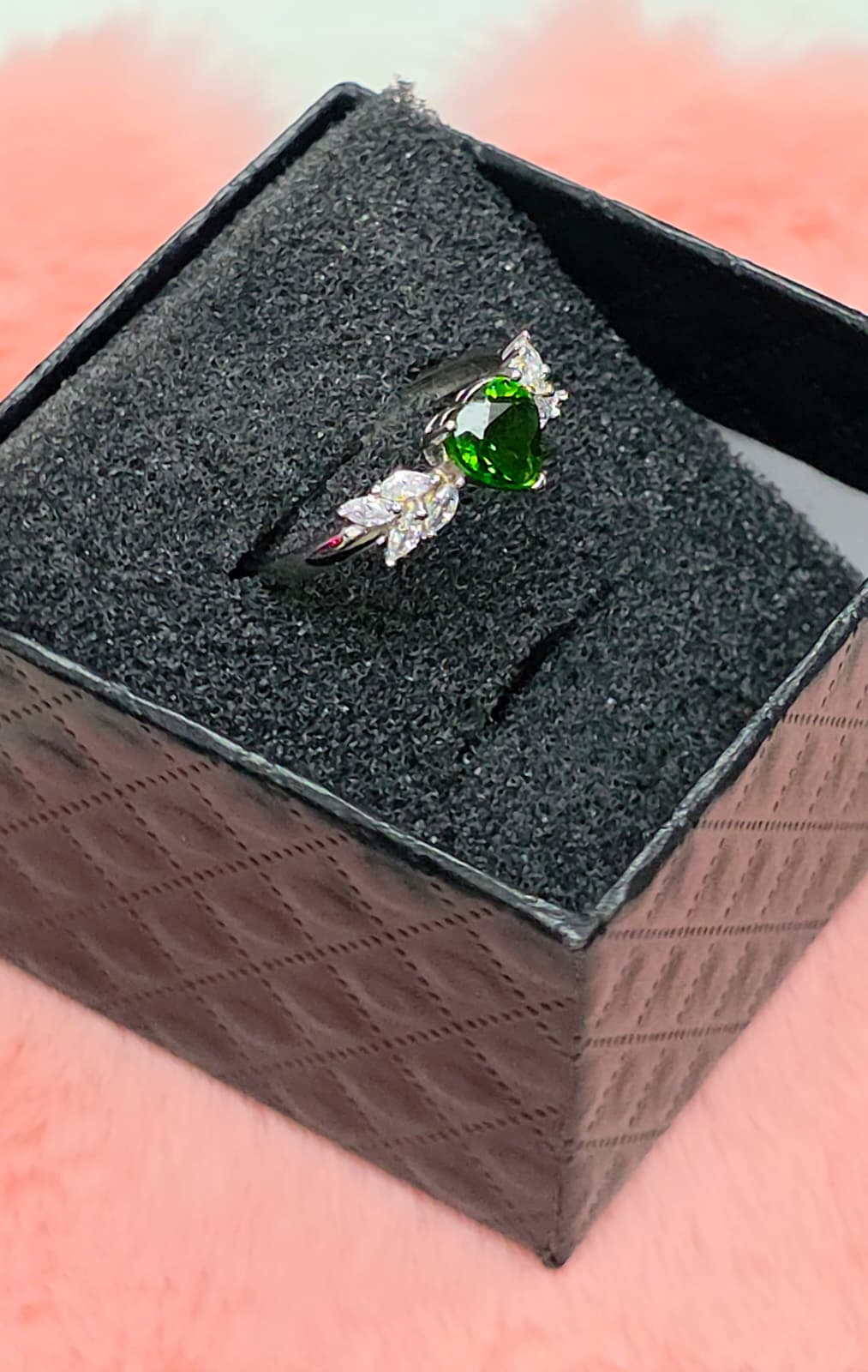 Natural Heart-Shaped Diopside Adjustable Ring — Sterling Silver | Kumara Shines