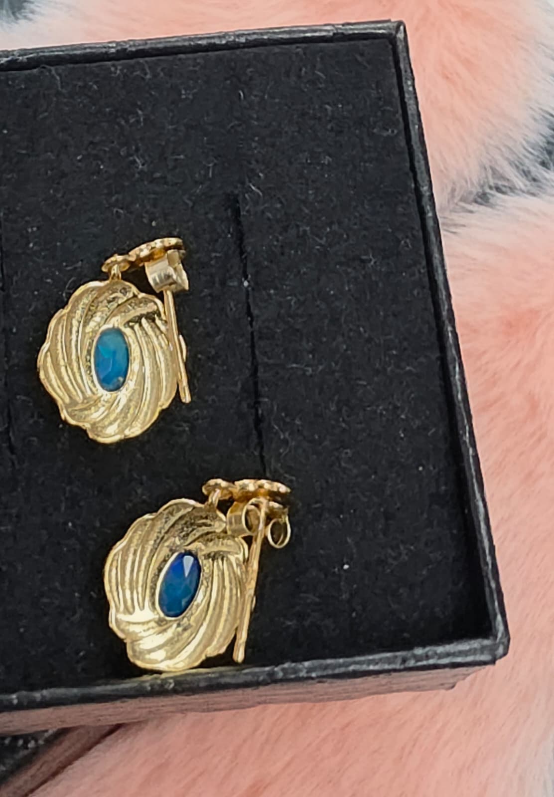 Natural Blue Opal Floral Drop Earrings — Gold-Plated Sterling Silver | Kumara Shines