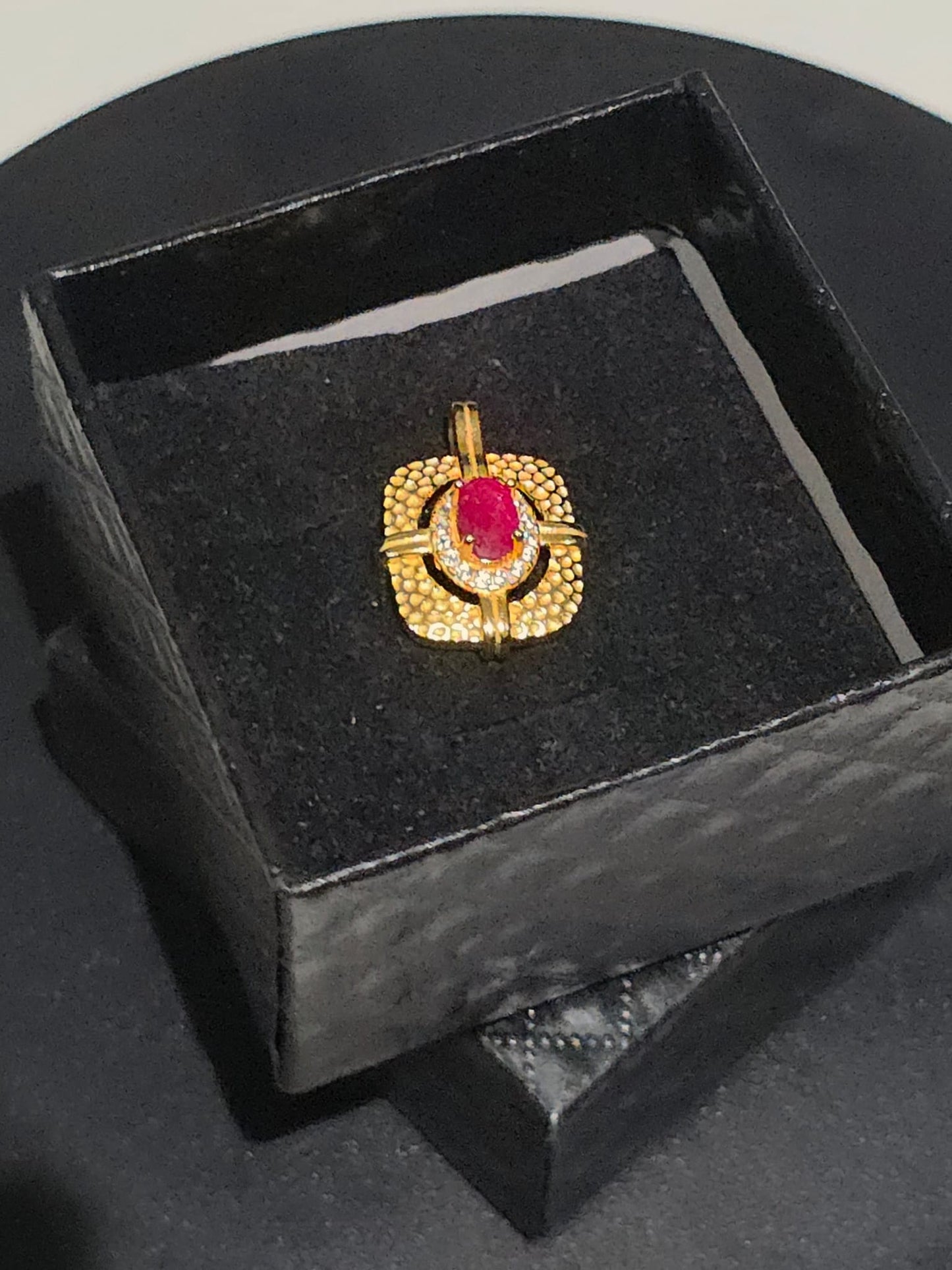 Natural Ruby Halo Pendant — Gold-Coated Sterling Silver | Kumara Shines