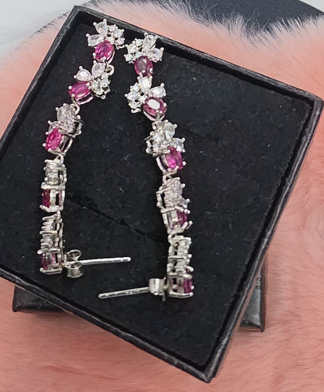 Natural Pink Sapphire Floral Drop Earrings — Sterling Silver | Kumara Shines