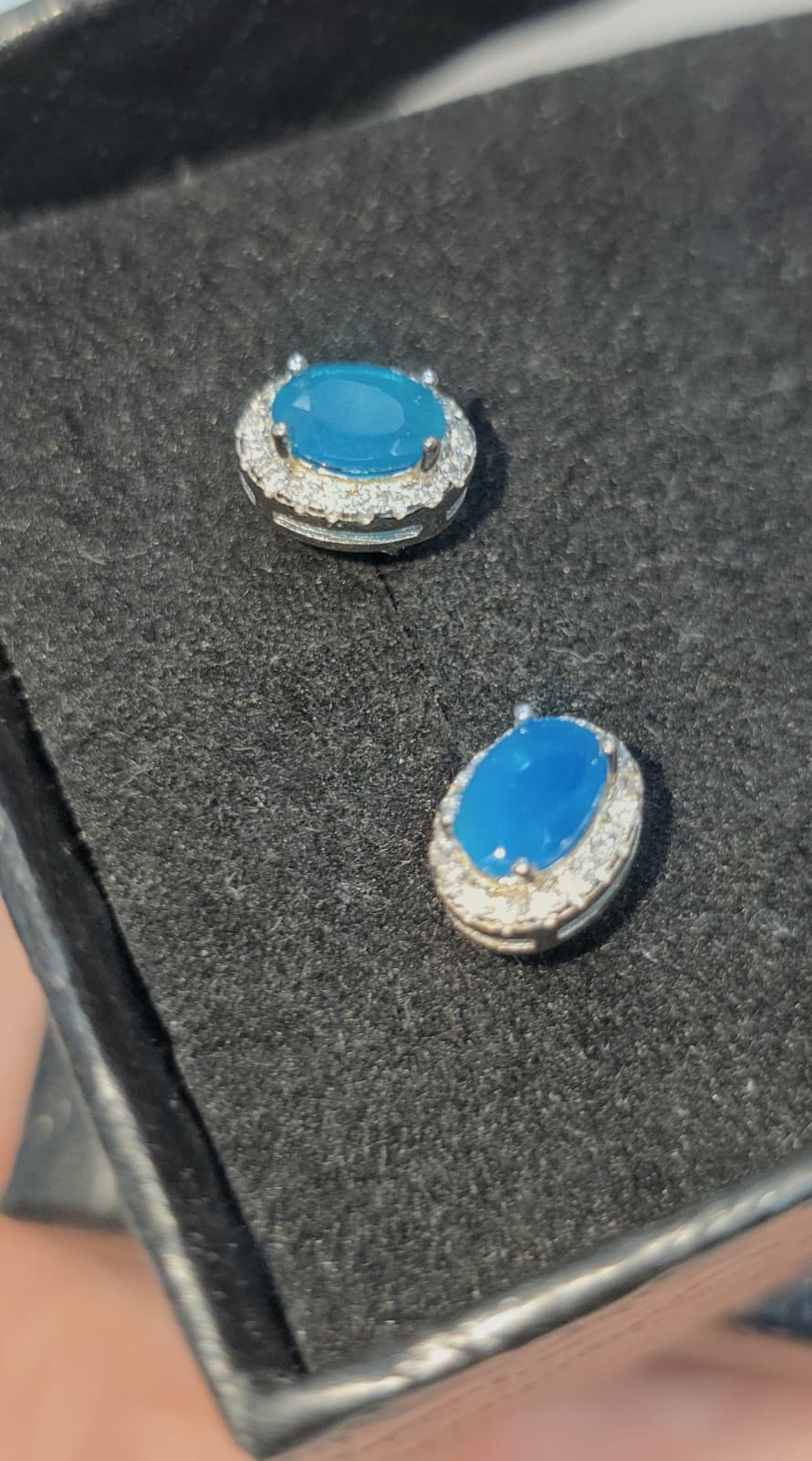 Natural Oval Blue Opal Stud Earrings — Sterling Silver | Kumara Shines