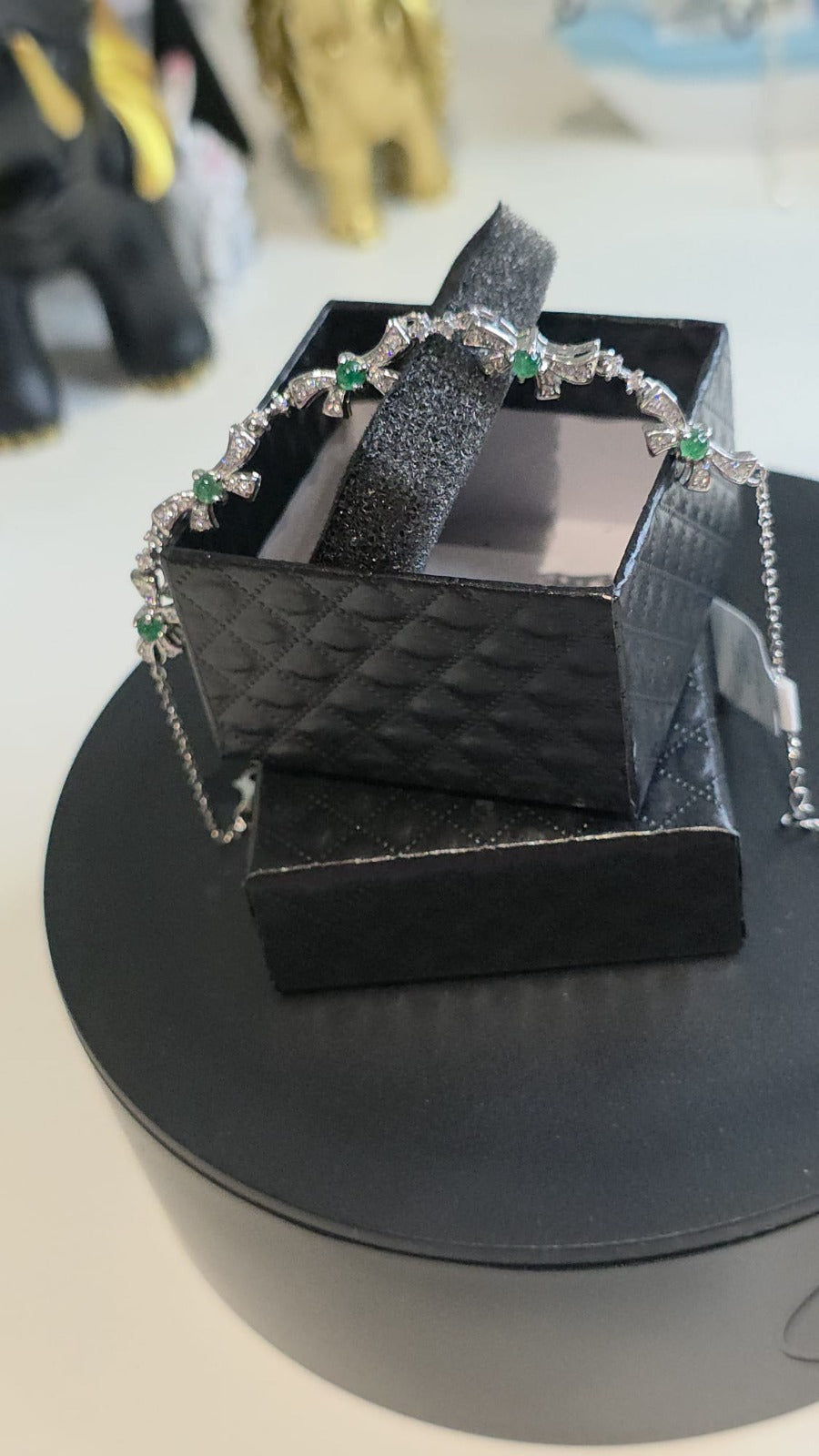 Natural Emerald Ribbon Bracelet — Sterling Silver | Kumara Shines