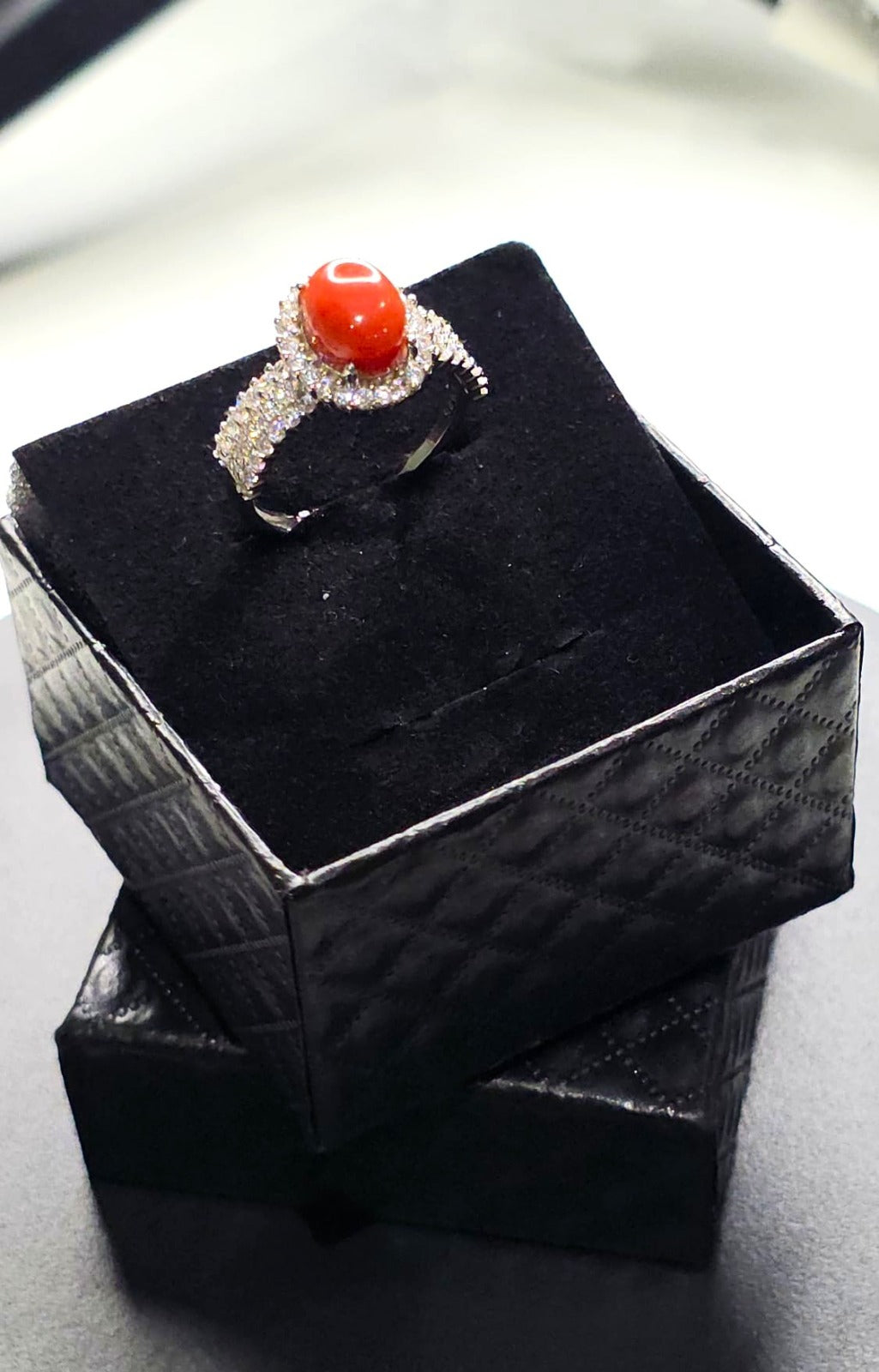 Natural Coral Adjustable Ring 925 Sterling Silver | Kumara Shines