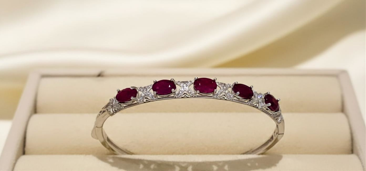5 Natural Ruby Bangle — Sterling Silver | Kumara Shines