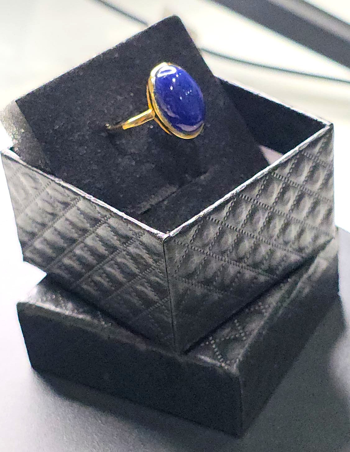 Natural Lapis Lazuli Ring with Gold-Tone Setting — 925 Sterling Silver | Kumara Shines