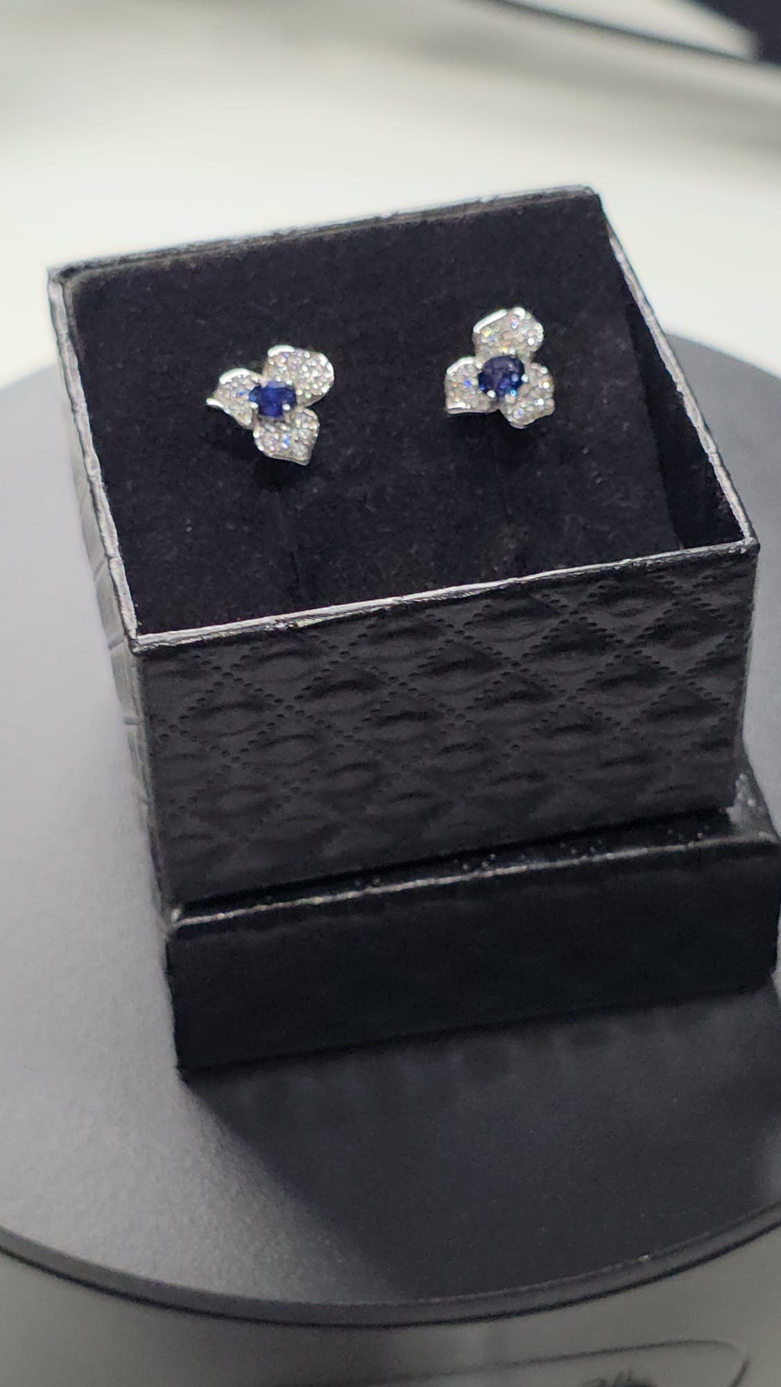 Natural Blue Sapphire 3-Petal Flower Earrings — 925 Sterling Silver | Kumara Shines