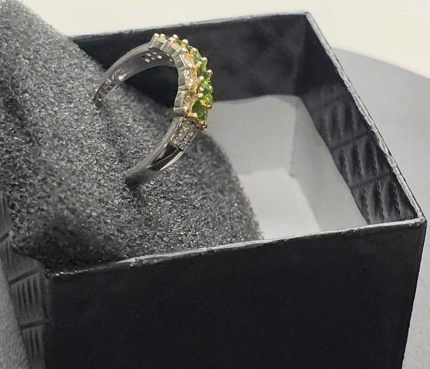 Natural Diopside & Zircon Half Eternity Ring — 925 Sterling Silver | Kumara Shines