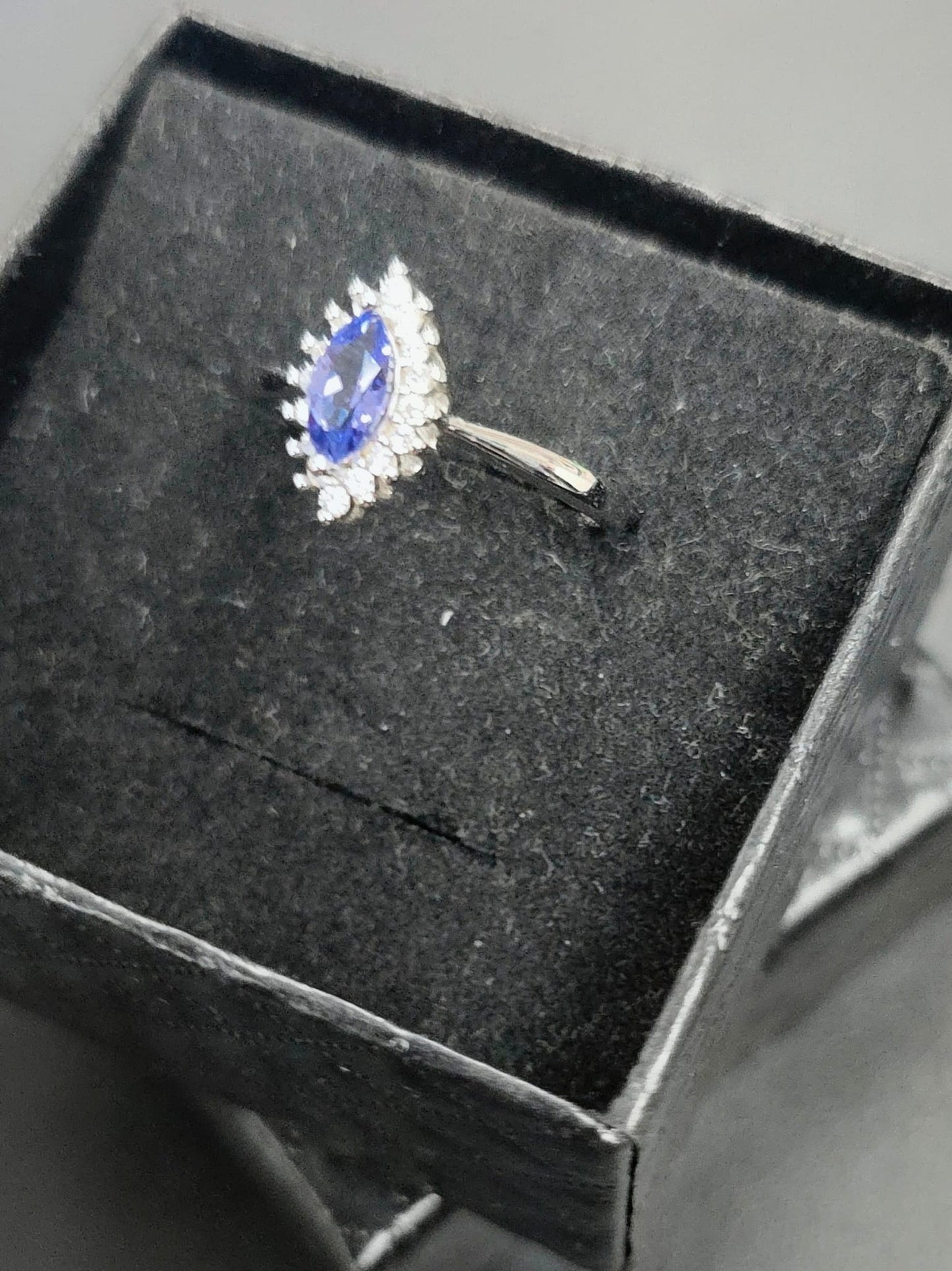 Natural Marquise-Cut Tanzanite Adjustable Ring — 925 Sterling Silver | Kumara Shines