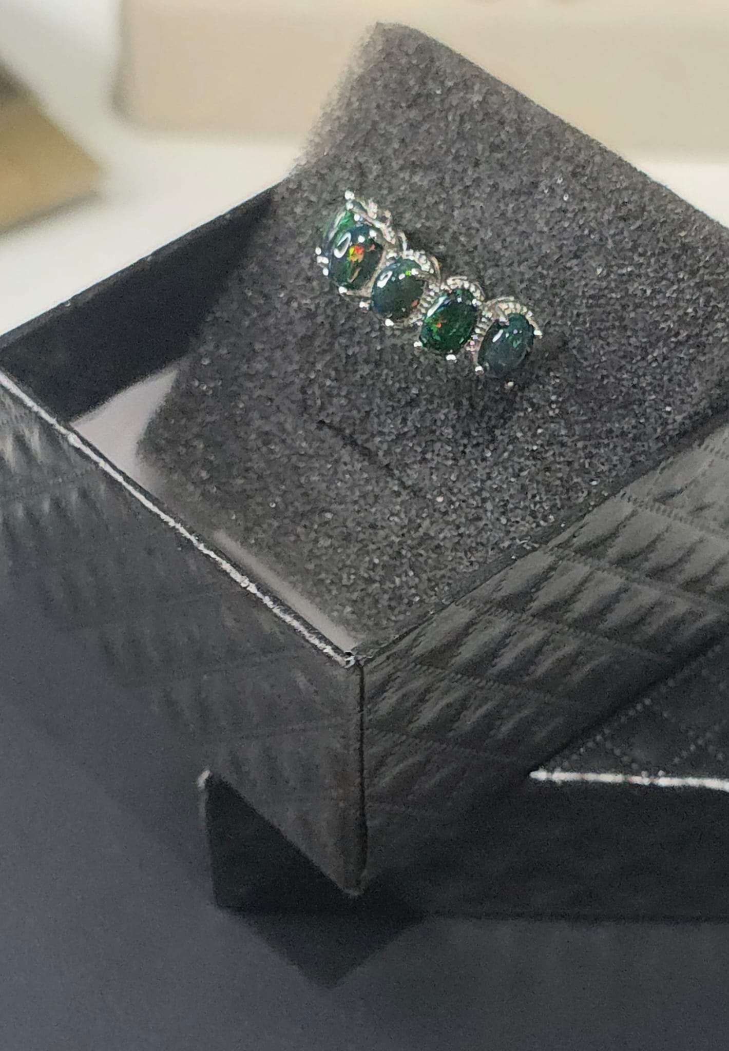 Natural Black Opal Five-Stone Half Eternity Adjustable Ring — Sterling Silver | Kumara Shines
