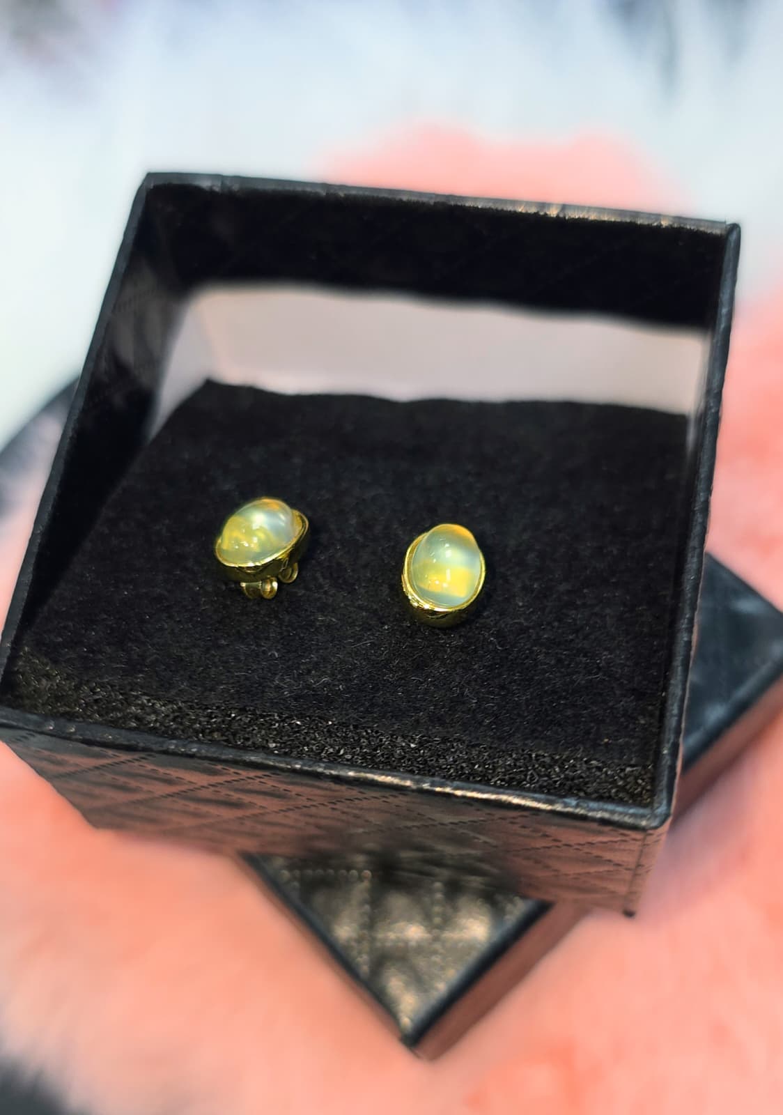 Oval Natural Prehnite Stud Earrings — Sterling Silver | Kumara Shines