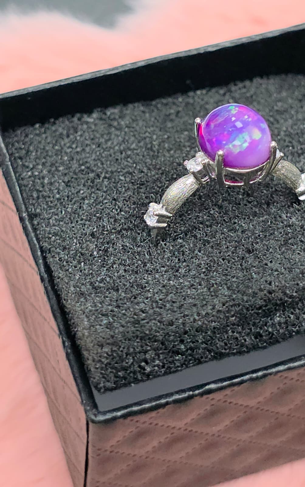 Natural Large Oval Purple Opal Adjustable Ring — Sterling Silver | Kumara Shines