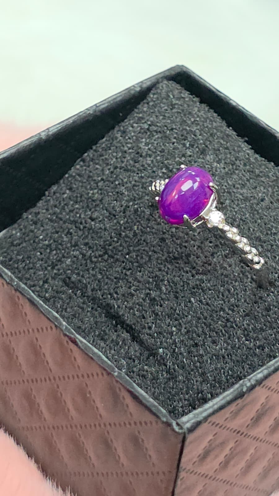 Natural Purple Opal Oval Adjustable Ring — Sterling Silver | Kumara Shines