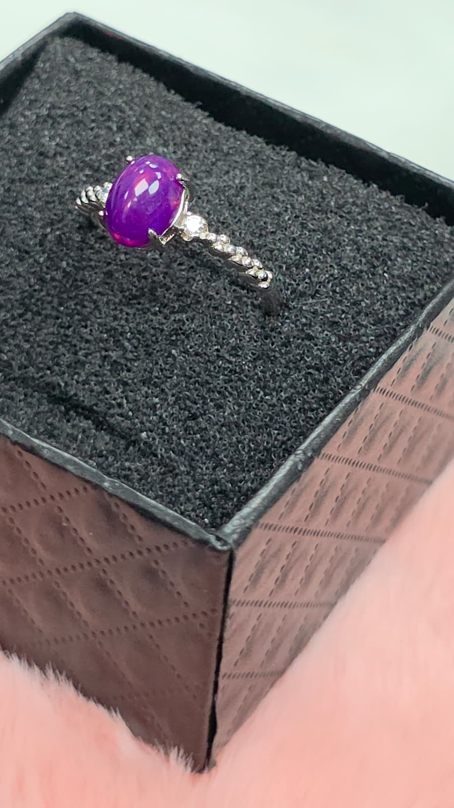 Natural Purple Opal Oval Adjustable Ring — Sterling Silver | Kumara Shines