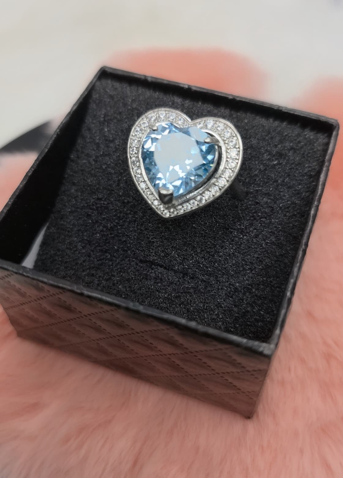 Natural Heart-Shaped Swiss Topaz Halo Adjustable Ring — Sterling Silver | Kumara Shines