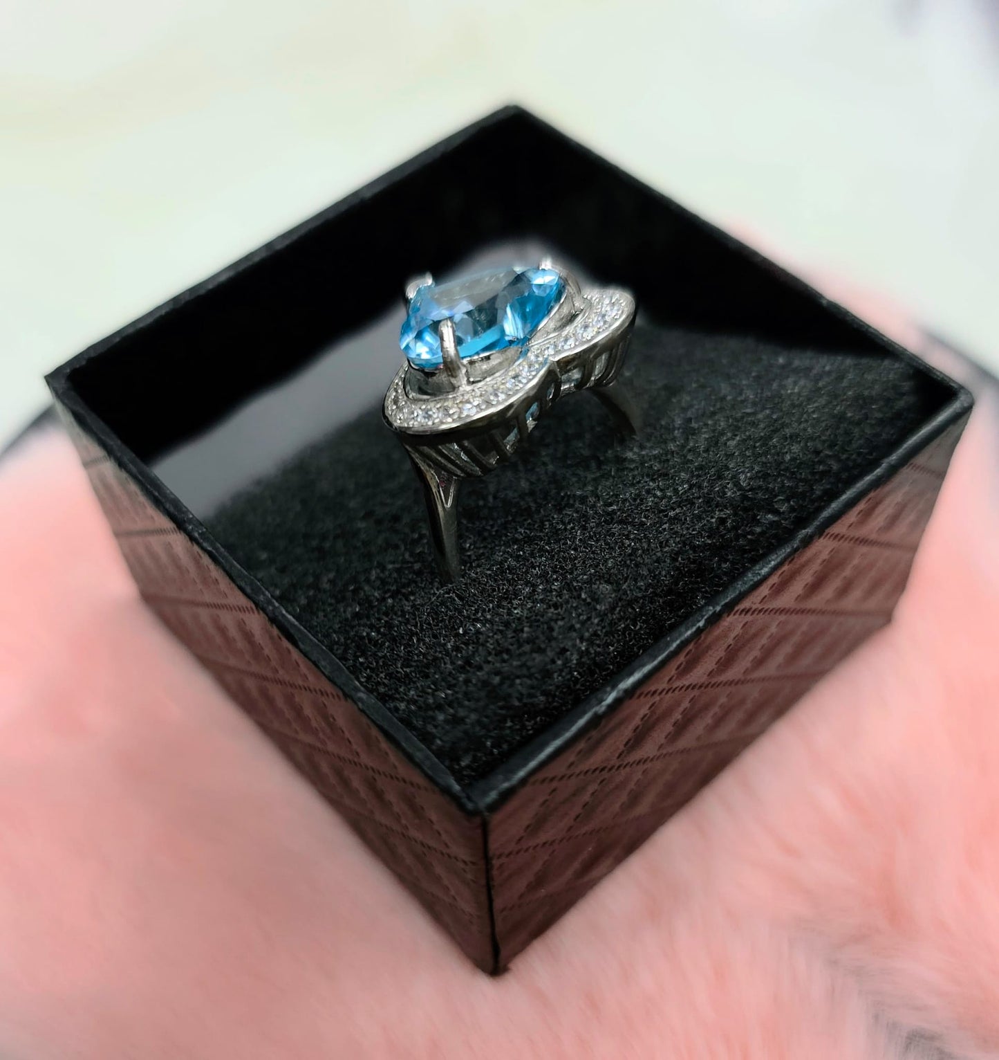 Natural Heart-Shaped Swiss Topaz Halo Adjustable Ring — Sterling Silver | Kumara Shines