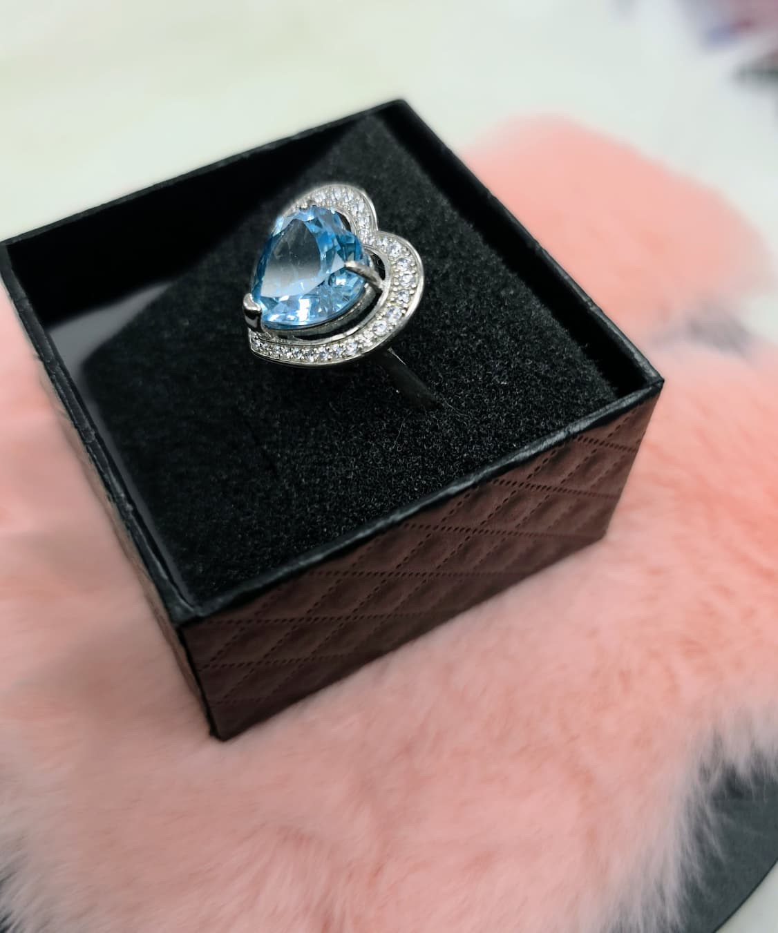 Natural Heart-Shaped Swiss Topaz Halo Adjustable Ring — Sterling Silver | Kumara Shines