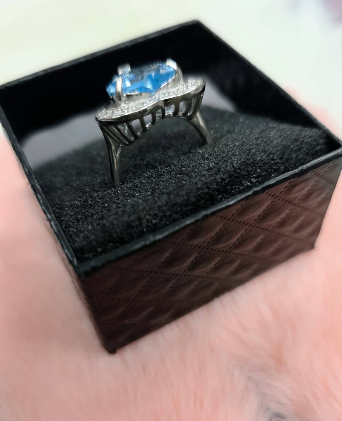 Natural Heart-Shaped Swiss Topaz Halo Adjustable Ring — Sterling Silver | Kumara Shines