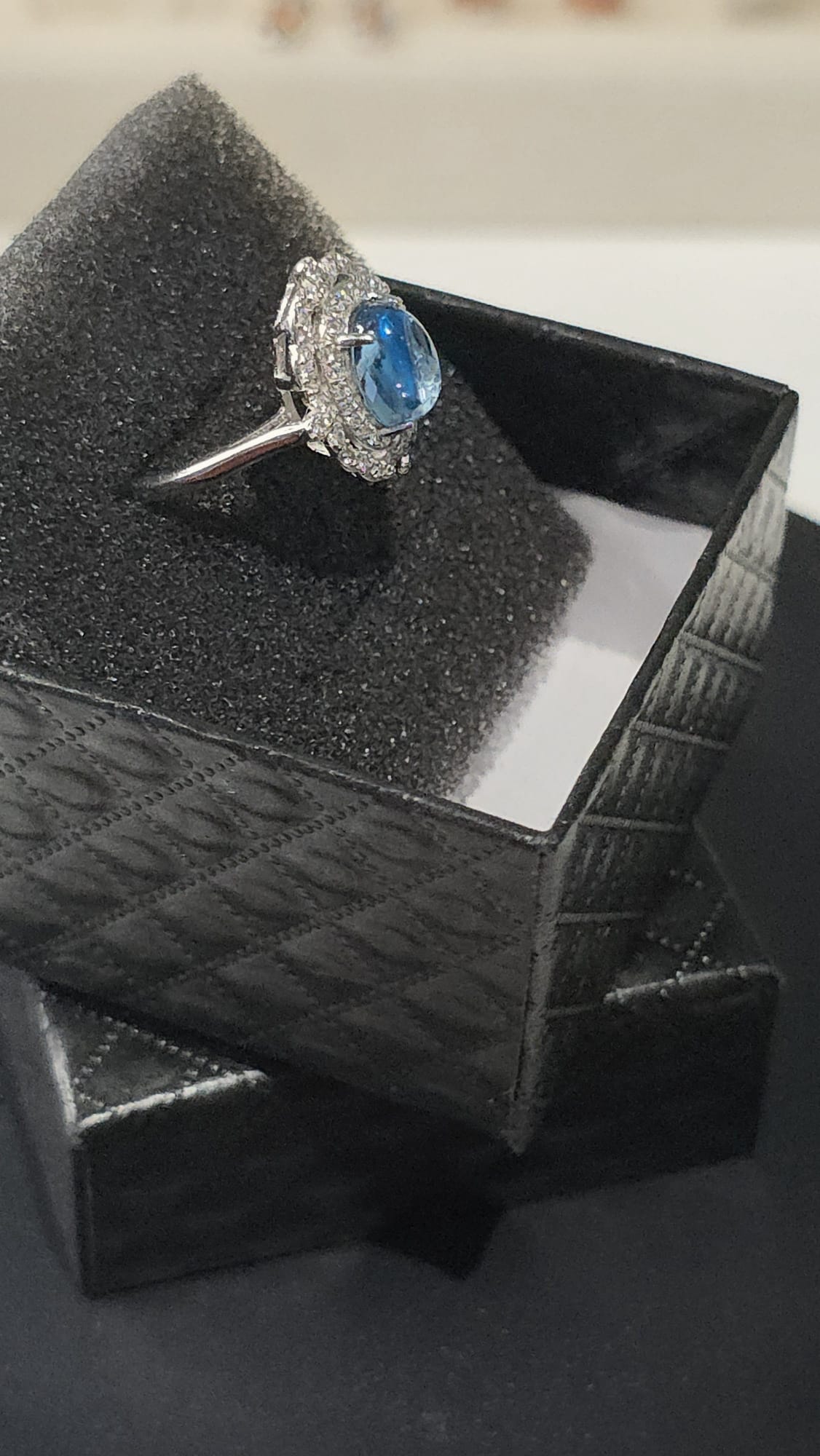 Natural Swiss Topaz Oval Halo Adjustable Ring — Sterling Silver | Kumara Shines