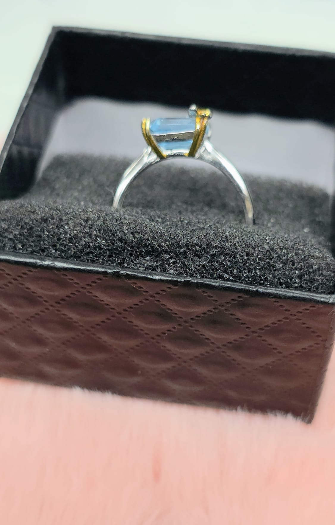 Natural Emerald-Cut Swiss Topaz Butterfly Adjustable Ring S925 | Kumara Shines