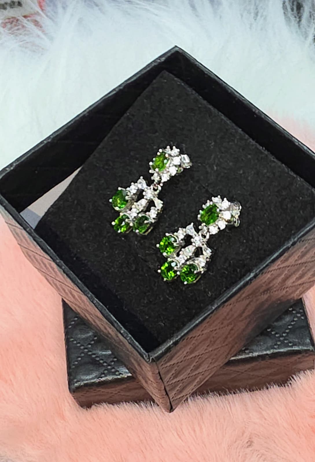 Natural Diopside Chandelier Drop Earrings – Sterling Silver | Kumara Shines