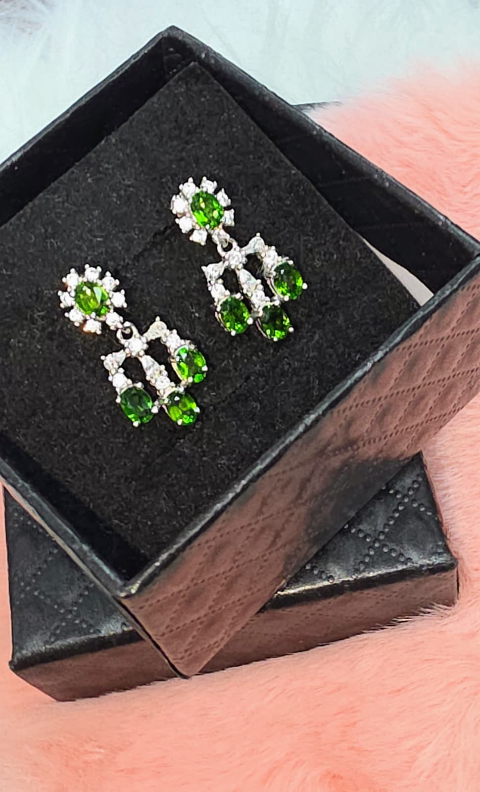 Natural Diopside Chandelier Drop Earrings – Sterling Silver | Kumara Shines