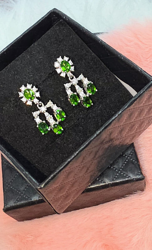 Natural Diopside Chandelier Drop Earrings – Sterling Silver | Kumara Shines