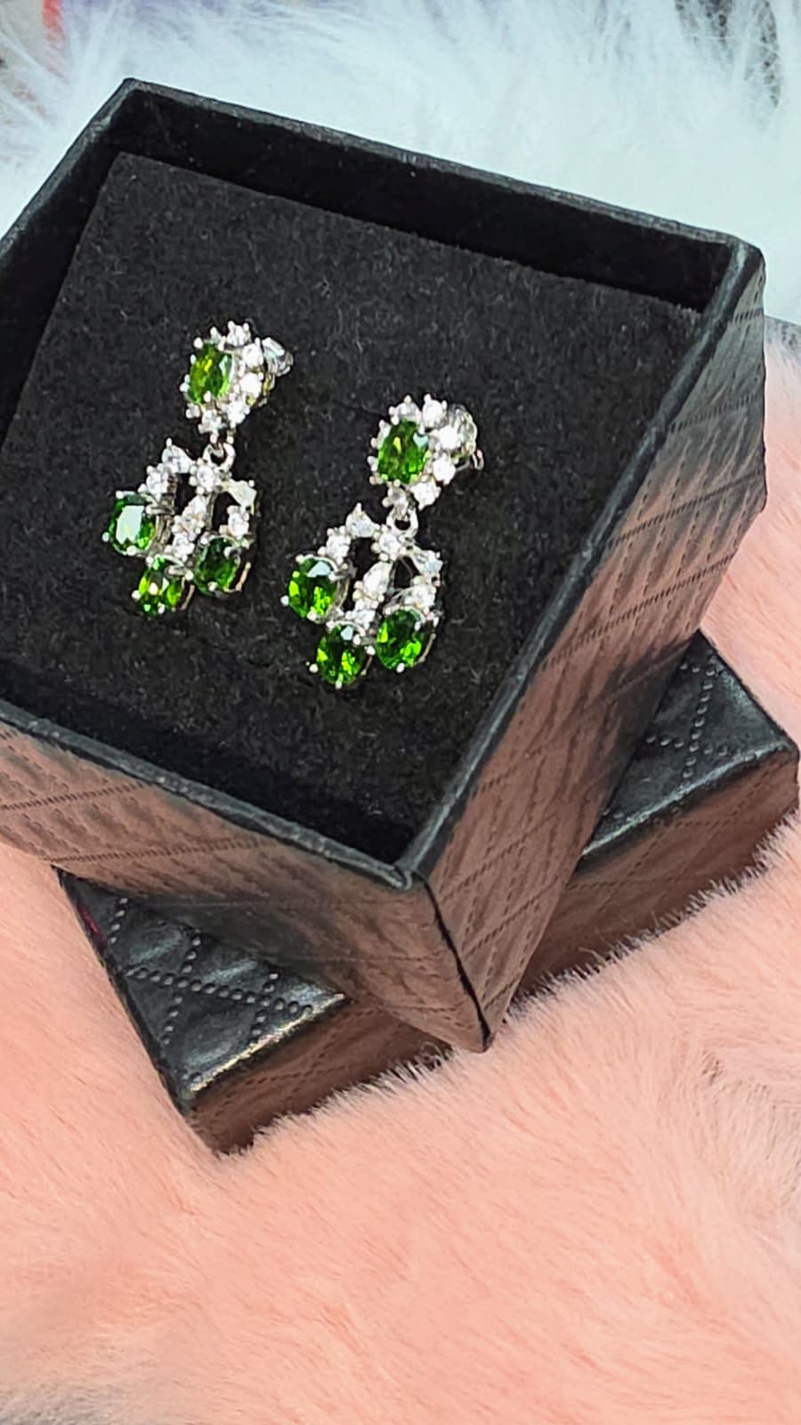 Natural Diopside Chandelier Drop Earrings – Sterling Silver | Kumara Shines