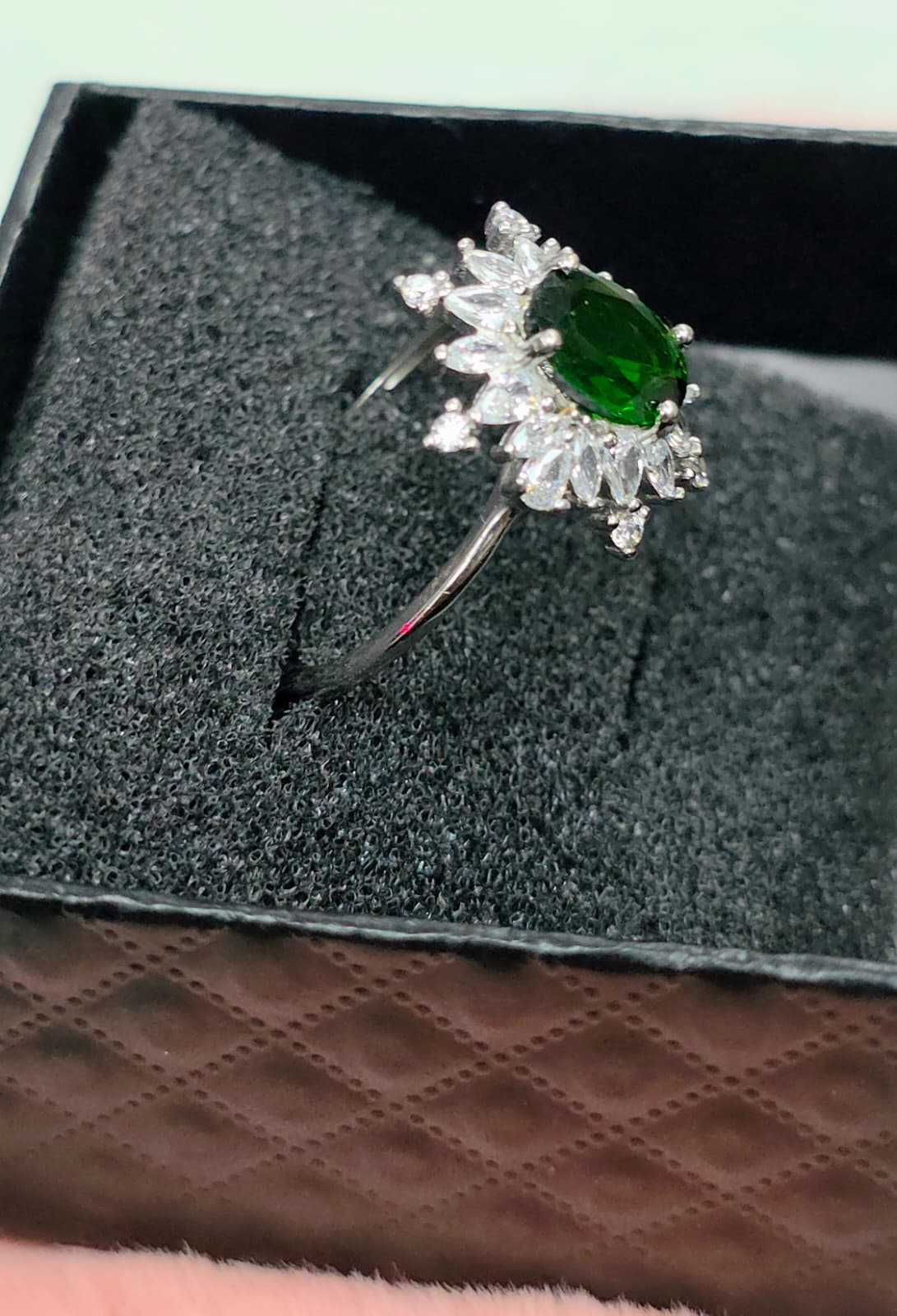 Natural Oval-Cut Diopside Statement Adjustable Ring — Sterling Silver | Kumara Shines