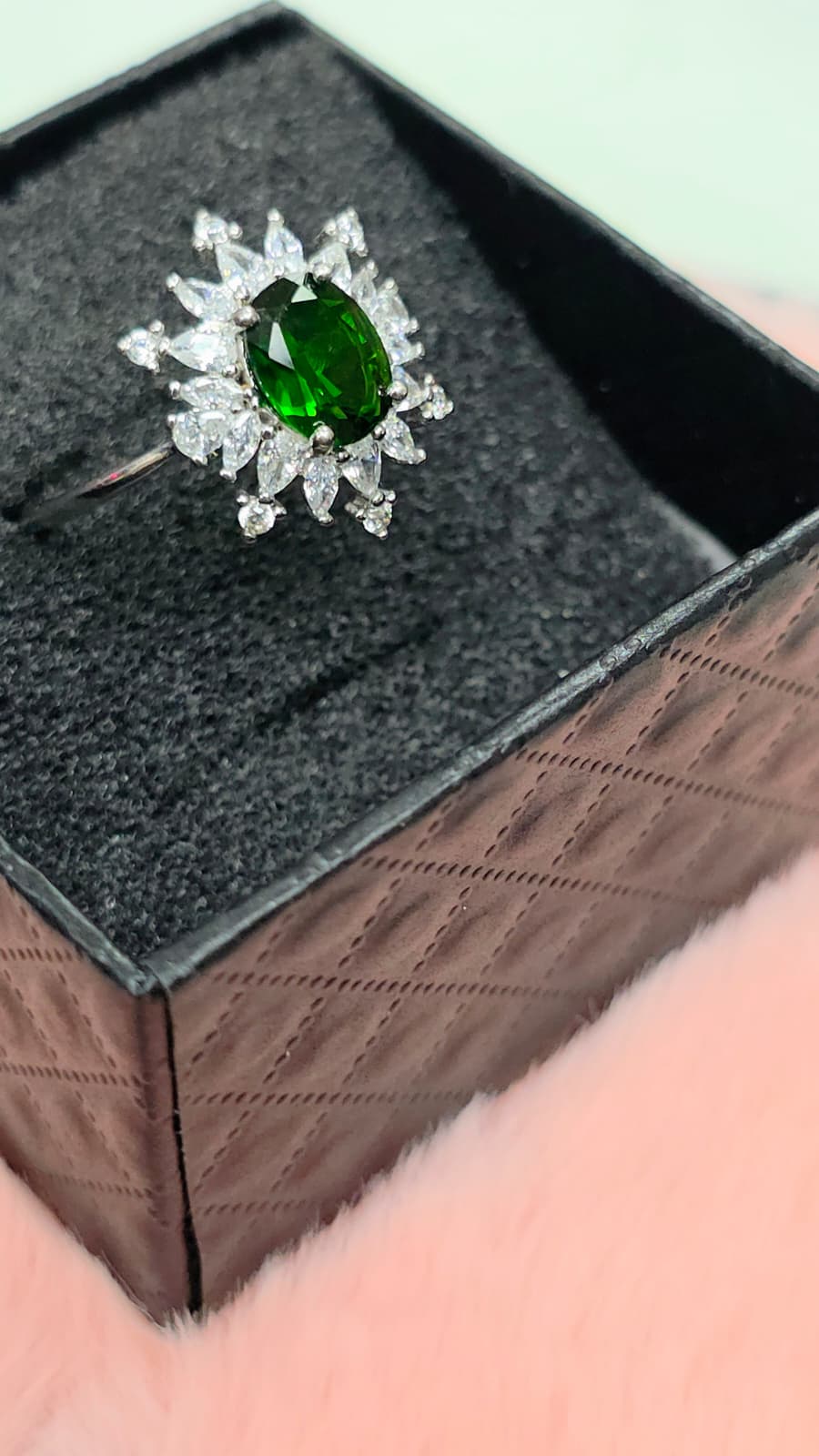 Natural Oval-Cut Diopside Statement Adjustable Ring — Sterling Silver | Kumara Shines