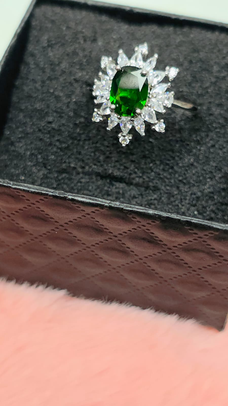 Natural Oval-Cut Diopside Statement Adjustable Ring — Sterling Silver | Kumara Shines