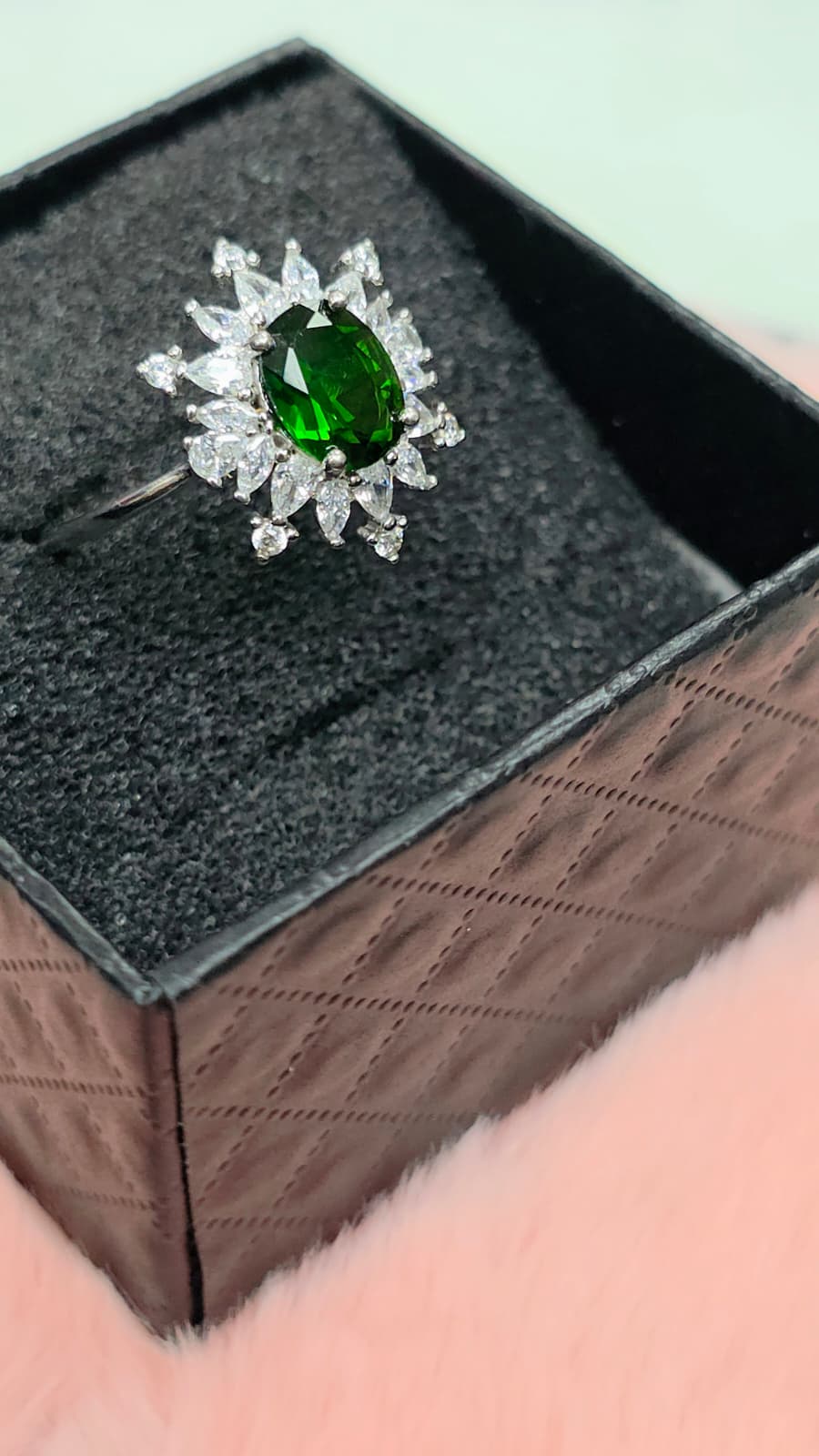 Natural Oval-Cut Diopside Statement Adjustable Ring — Sterling Silver | Kumara Shines