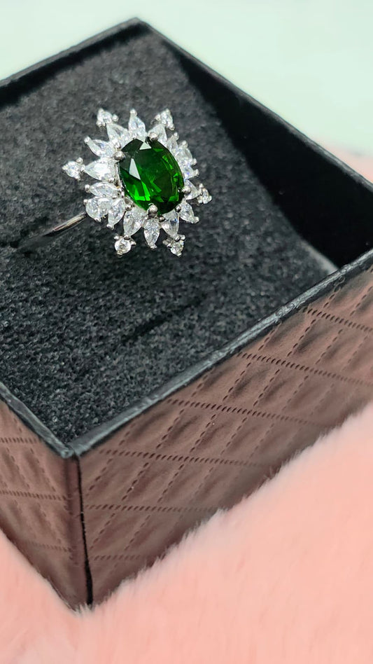 Natural Oval-Cut Diopside Statement Adjustable Ring — Sterling Silver | Kumara Shines