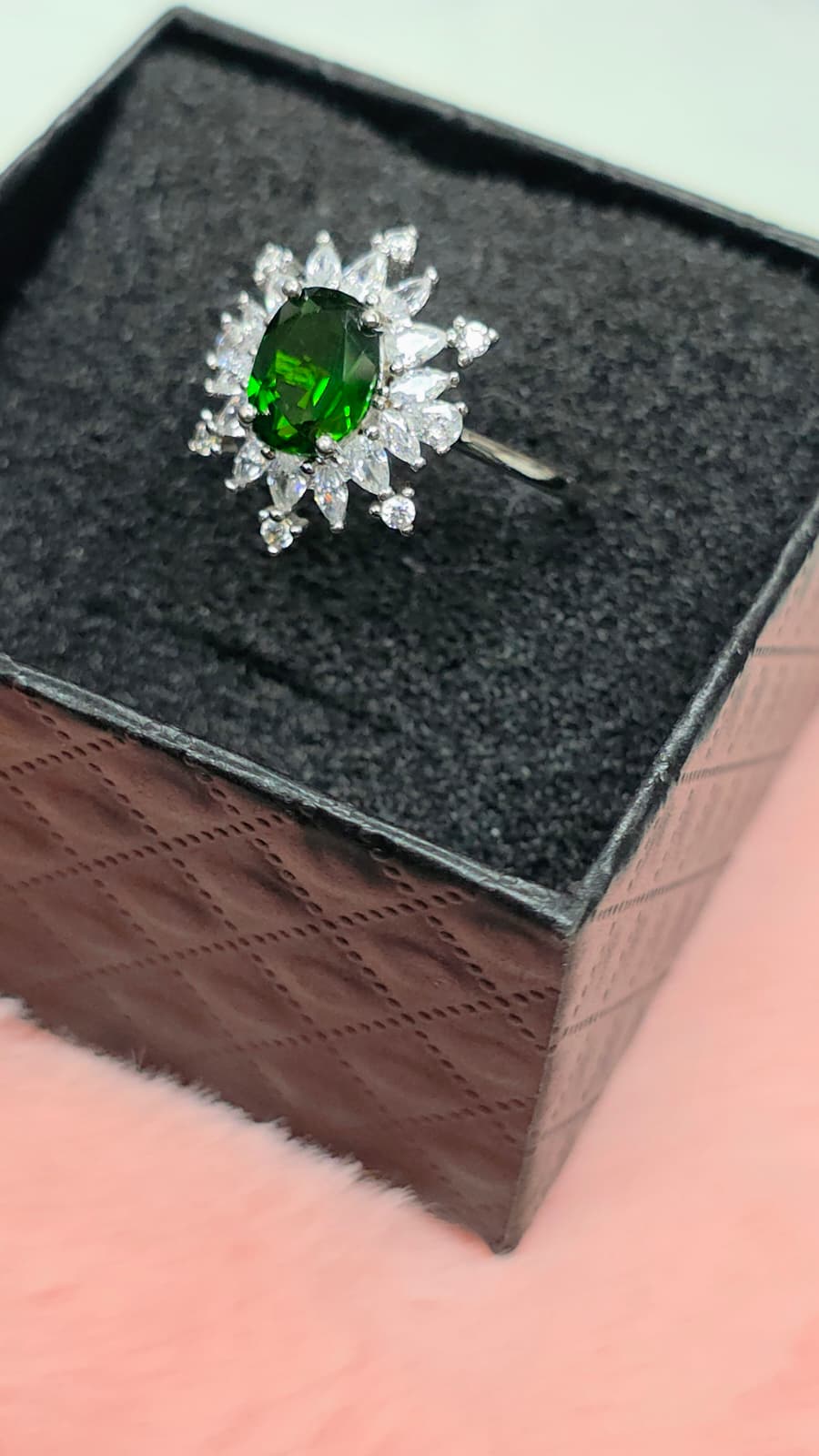 Natural Oval-Cut Diopside Statement Adjustable Ring — Sterling Silver | Kumara Shines