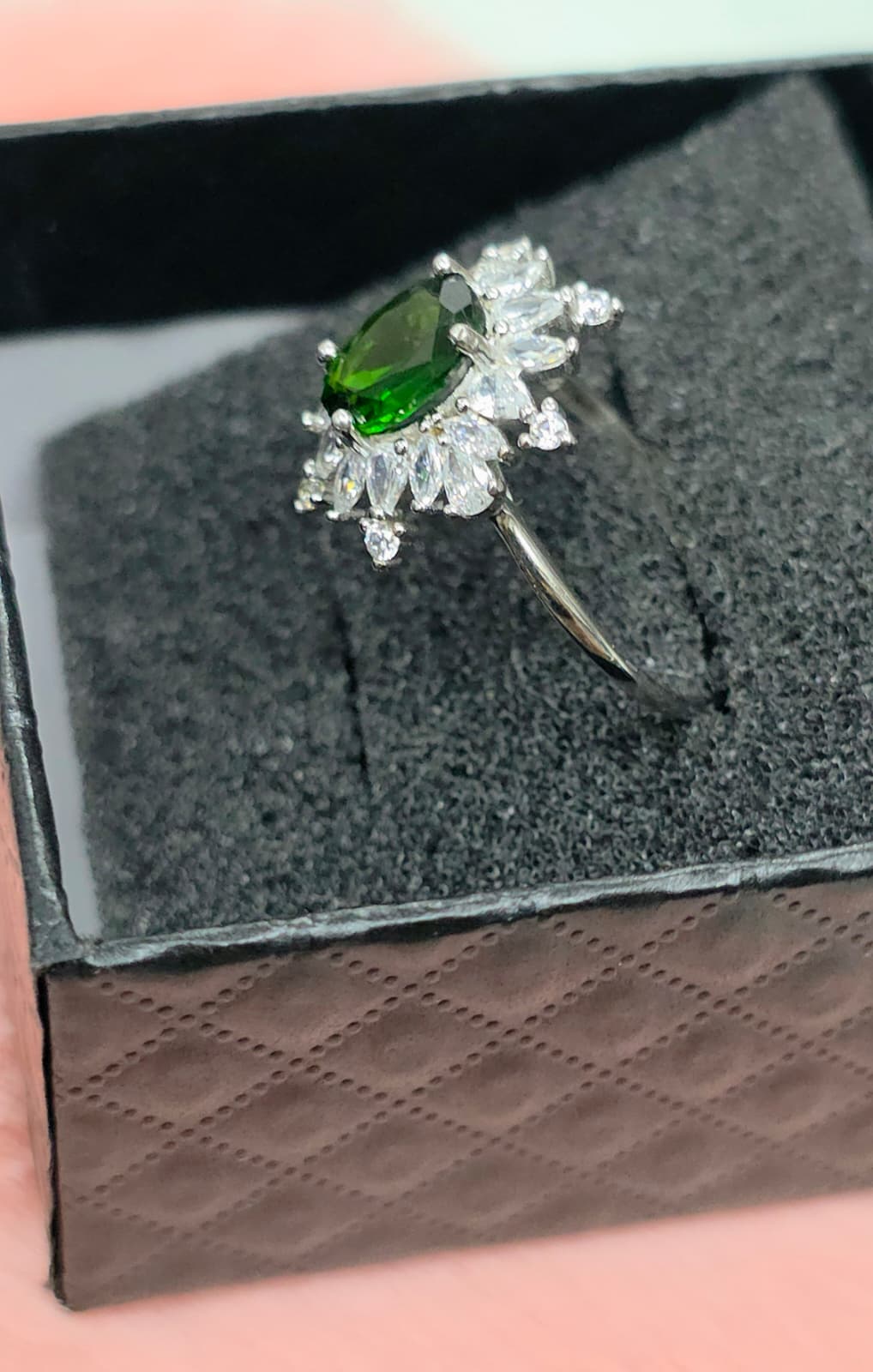 Natural Oval-Cut Diopside Statement Adjustable Ring — Sterling Silver | Kumara Shines