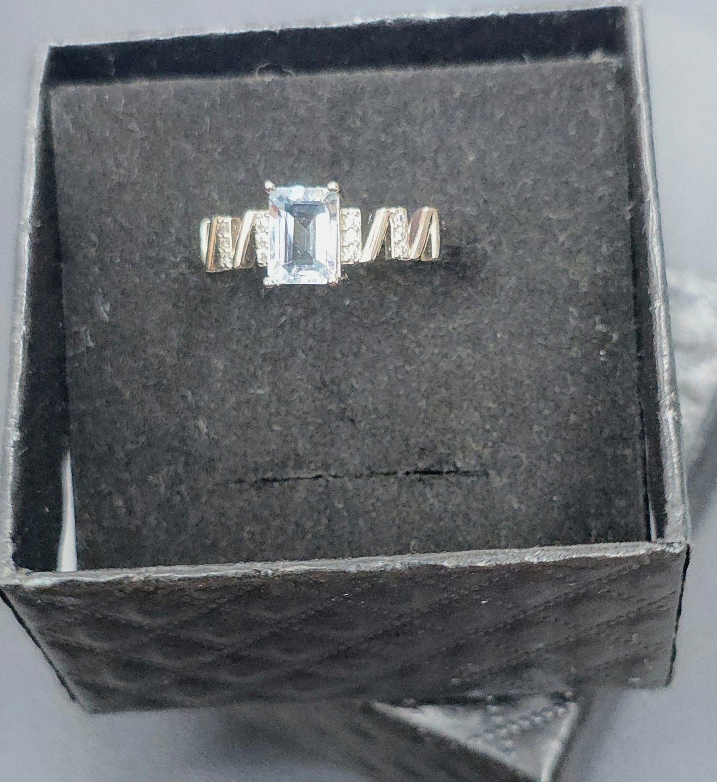 Natural Emerald-Cut Aquamarine Adjustable Ring — Sterling Silver | Kumara Shines