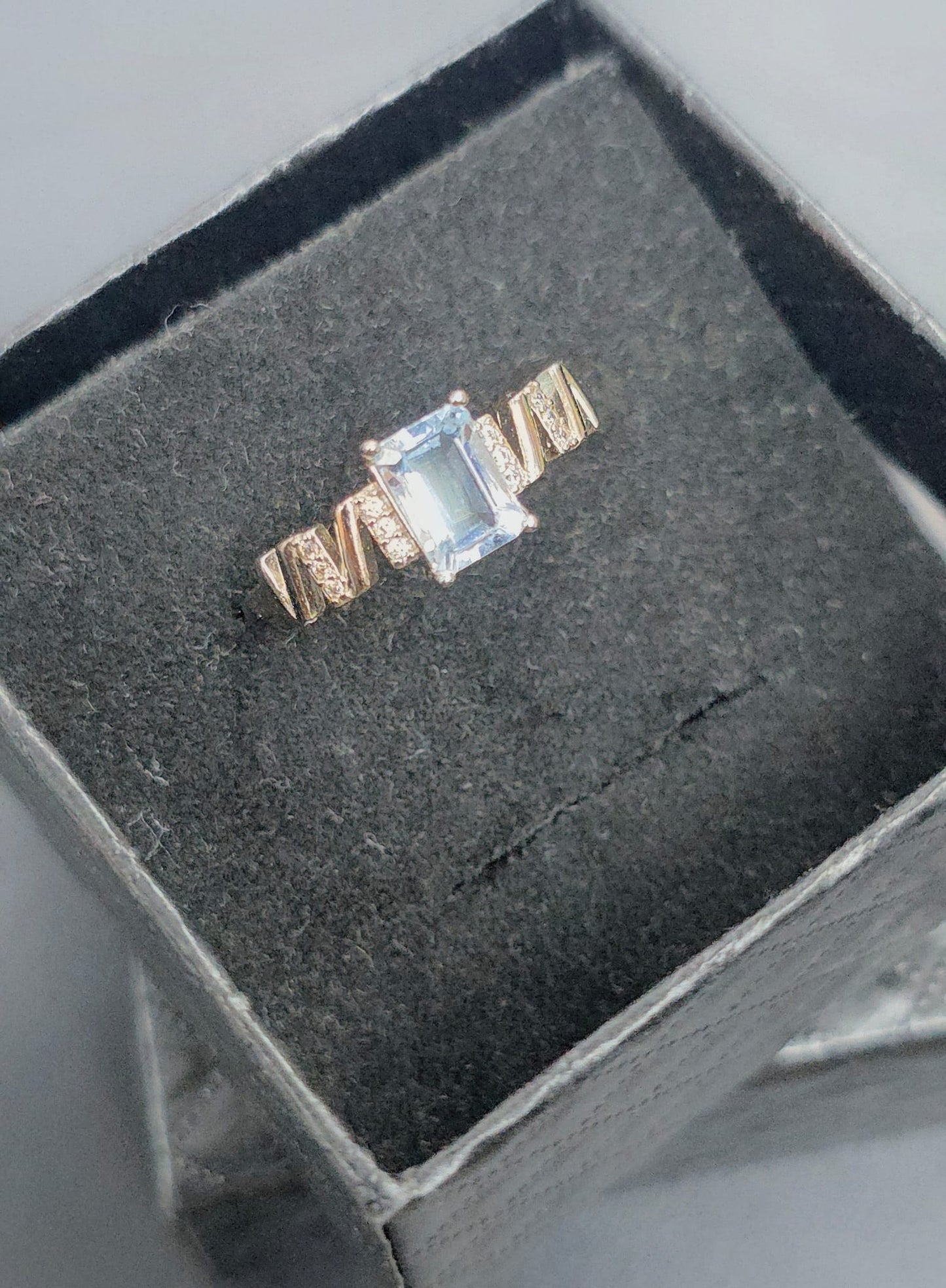 Natural Emerald-Cut Aquamarine Adjustable Ring — Sterling Silver | Kumara Shines