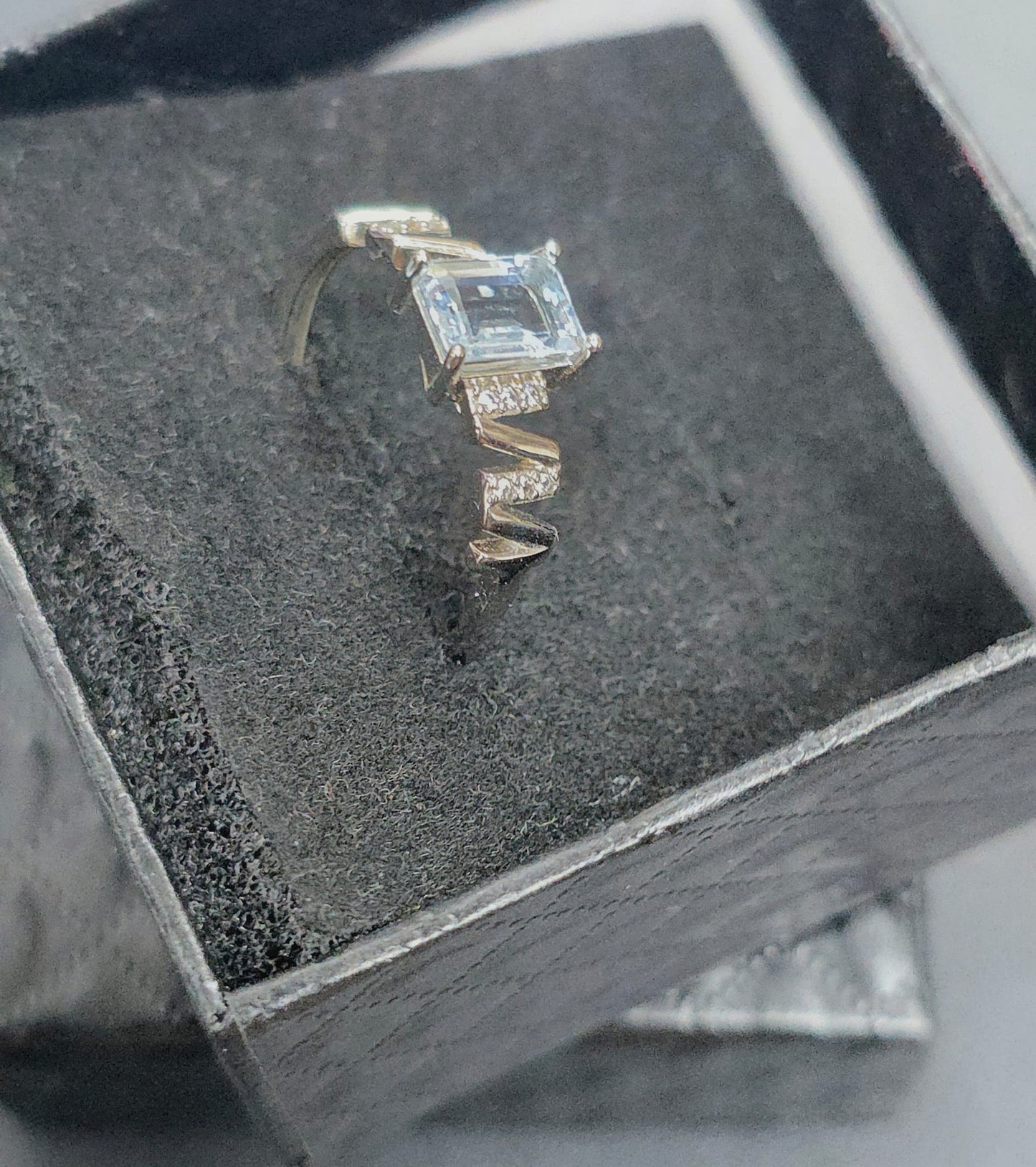 Natural Emerald-Cut Aquamarine Adjustable Ring — Sterling Silver | Kumara Shines