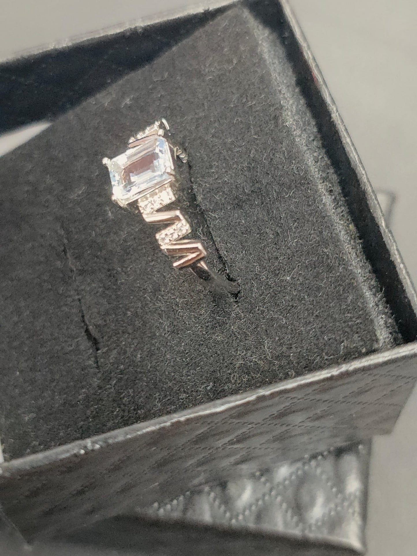 Natural Emerald-Cut Aquamarine Adjustable Ring — Sterling Silver | Kumara Shines