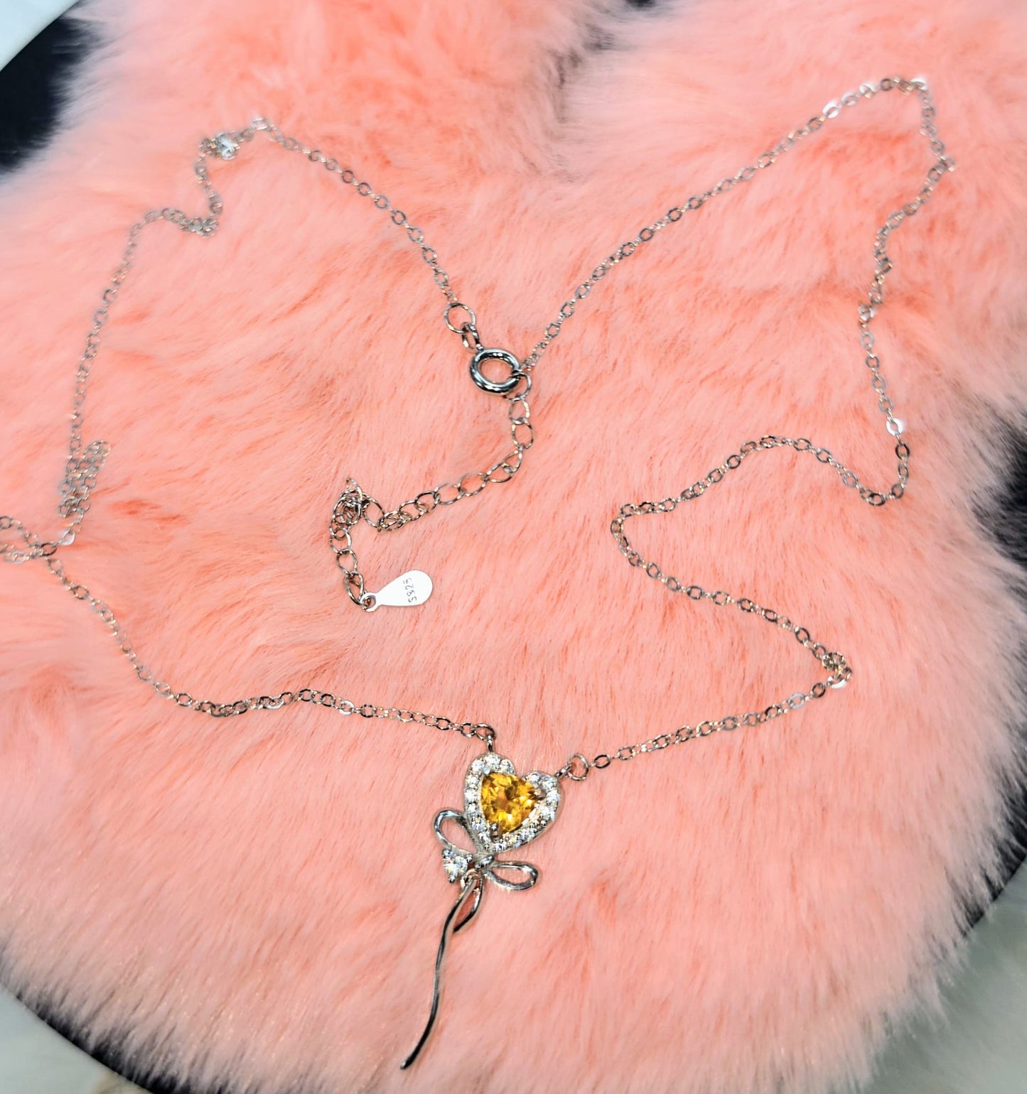 Heart Embraced by an Elegant Ribbon Natural Citrine Necklace — Sterling Silver | Kumara Shines