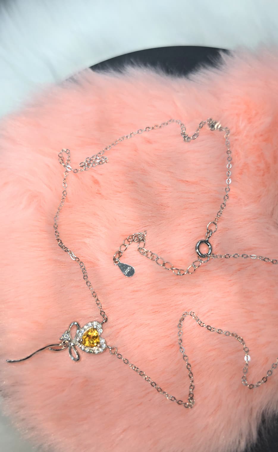 Heart Embraced by an Elegant Ribbon Natural Citrine Necklace — Sterling Silver | Kumara Shines