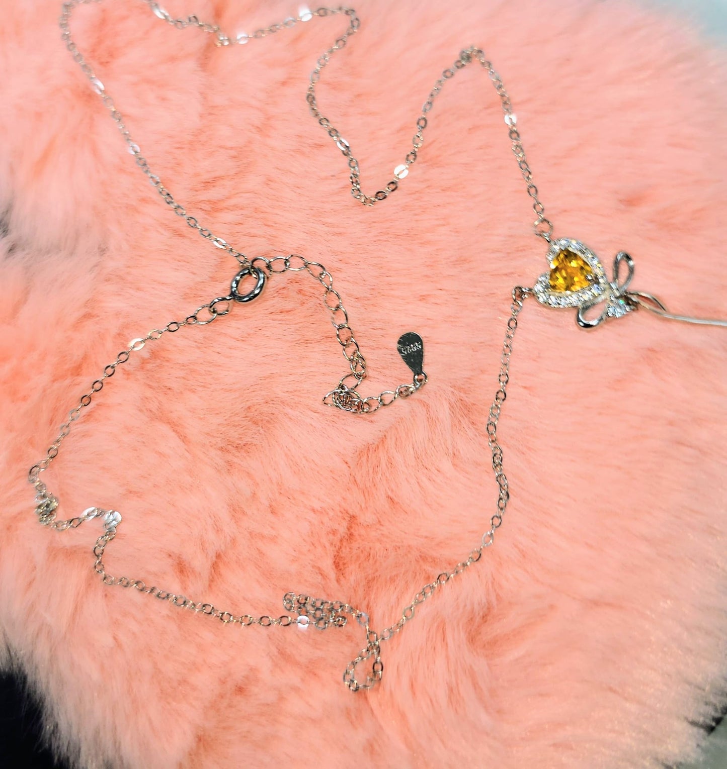 Heart Embraced by an Elegant Ribbon Natural Citrine Necklace — Sterling Silver | Kumara Shines