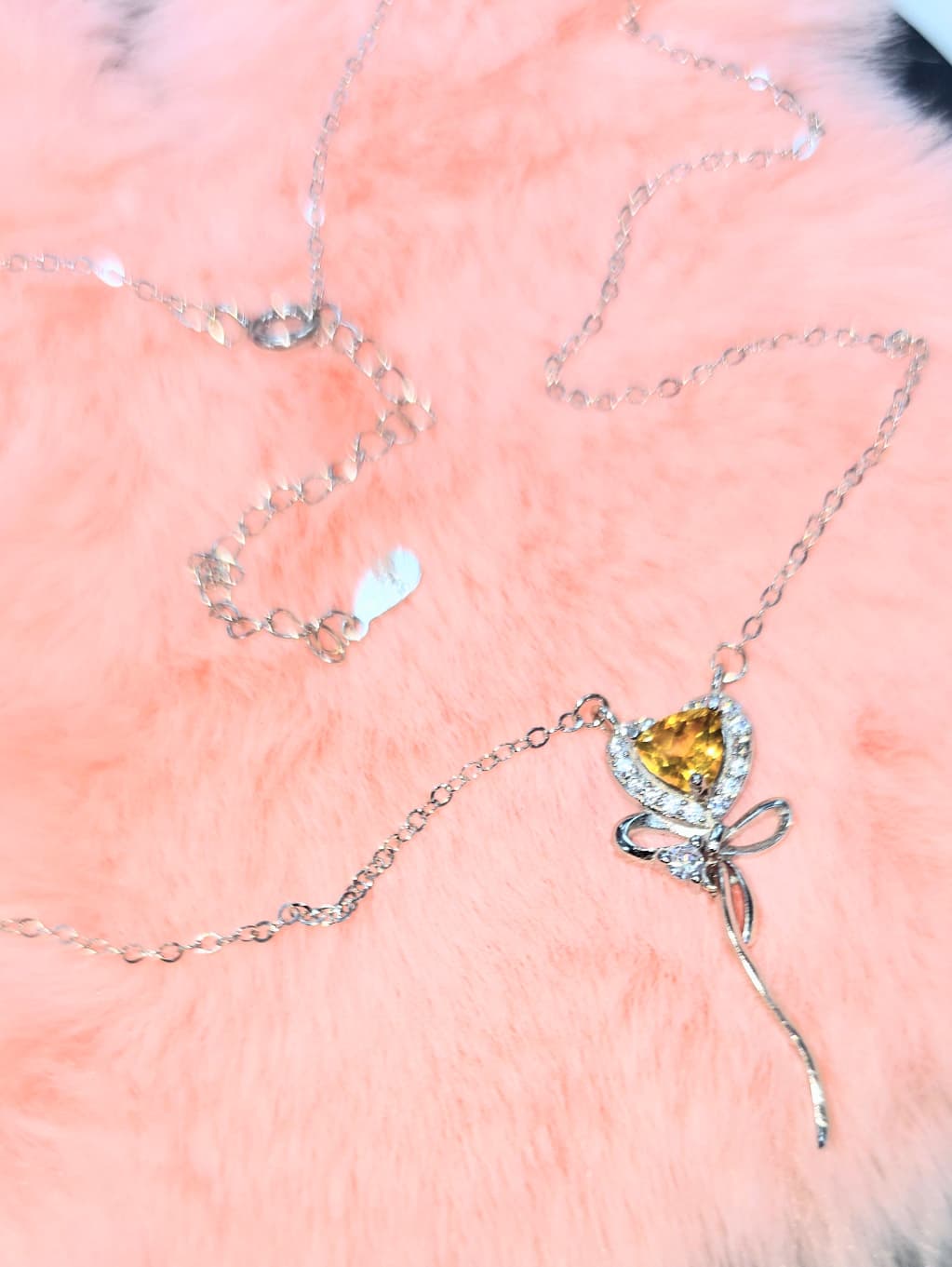 Heart Embraced by an Elegant Ribbon Natural Citrine Necklace — Sterling Silver | Kumara Shines