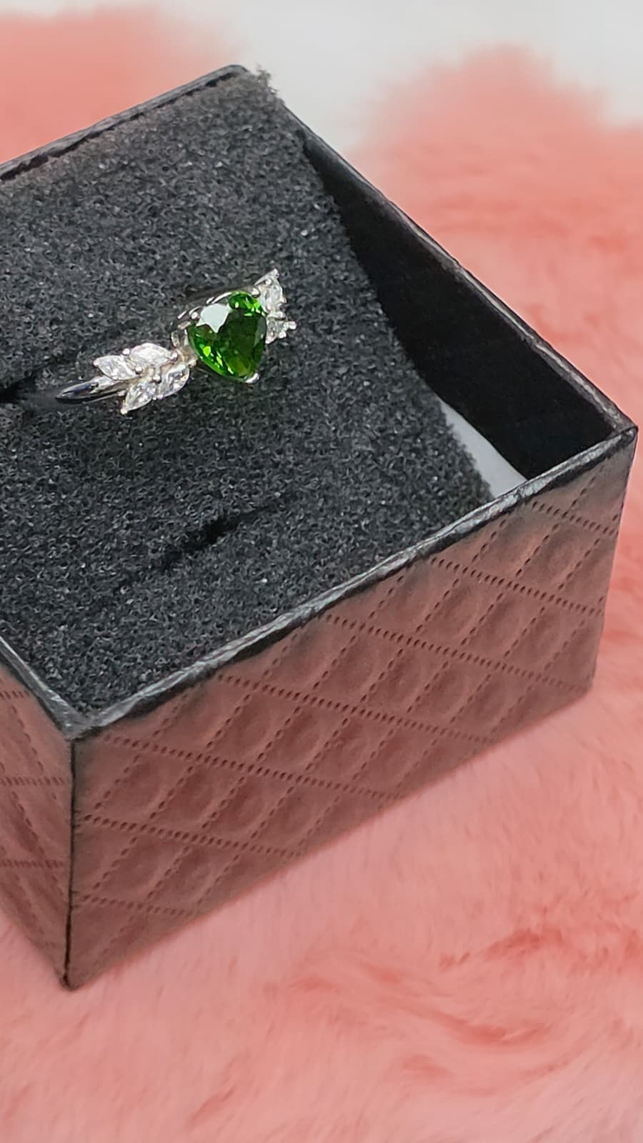 Natural Heart-Shaped Diopside Adjustable Ring — Sterling Silver | Kumara Shines