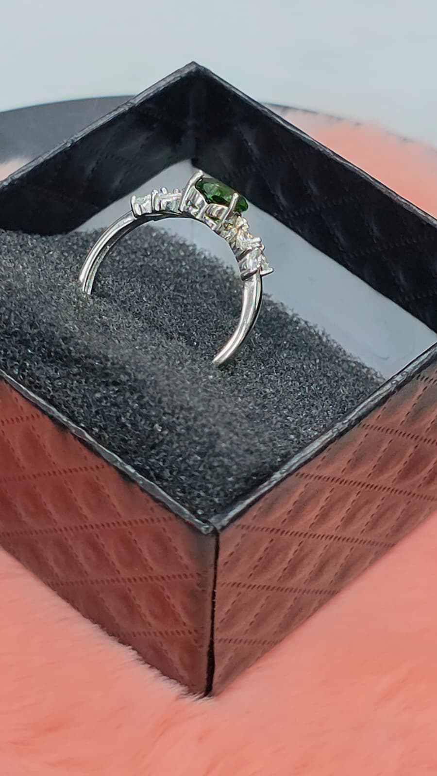 Natural Heart-Shaped Diopside Adjustable Ring — Sterling Silver | Kumara Shines