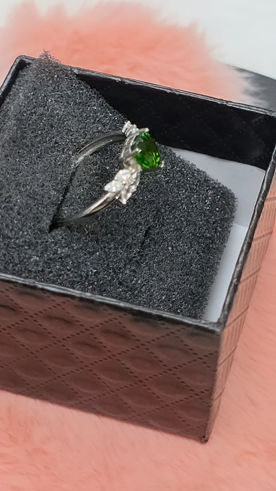 Natural Heart-Shaped Diopside Adjustable Ring — Sterling Silver | Kumara Shines