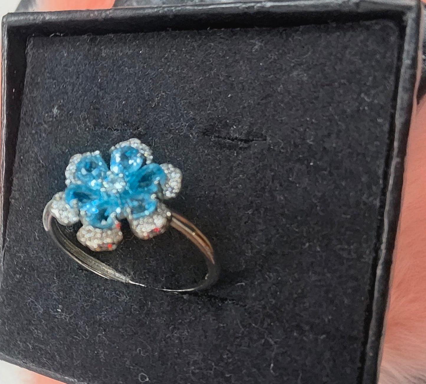 Natural Blue Apatite Pear-Cut Floral Cluster Ring — 925 Sterling Silver | Kumara Shines