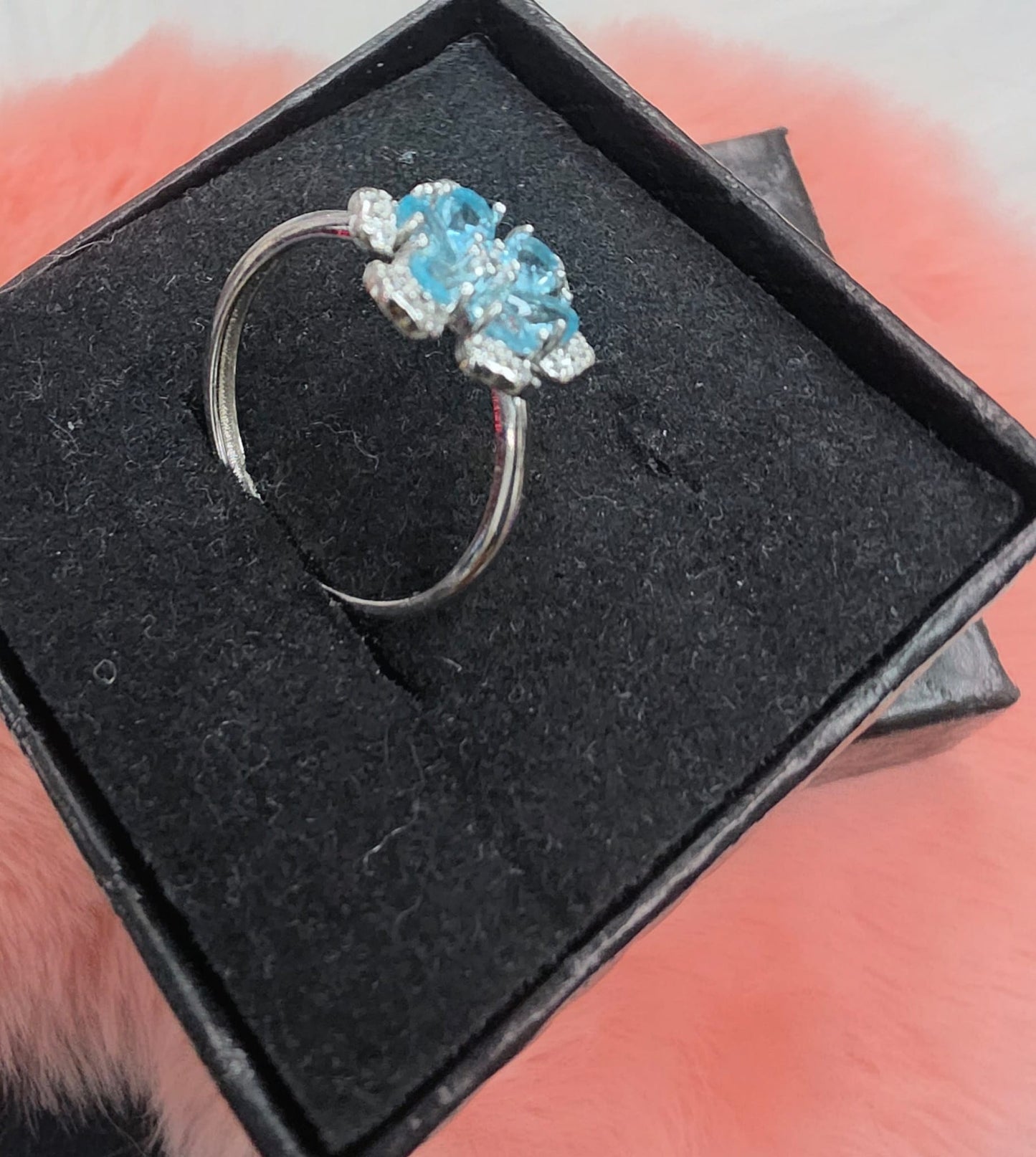 Natural Blue Apatite Pear-Cut Floral Cluster Ring — 925 Sterling Silver | Kumara Shines
