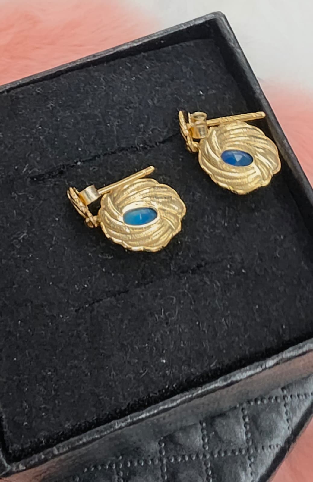 Natural Blue Opal Floral Drop Earrings — Gold-Plated Sterling Silver | Kumara Shines