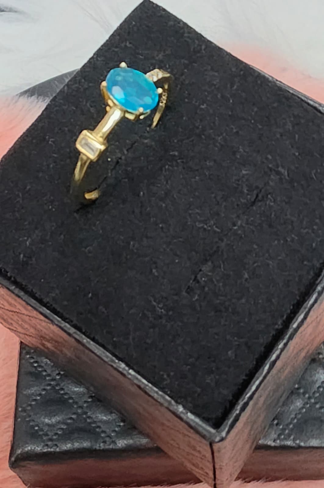 Natural Blue Opal Oval Statement Ring — Gold-Plated Sterling Silver | Kumara Shines